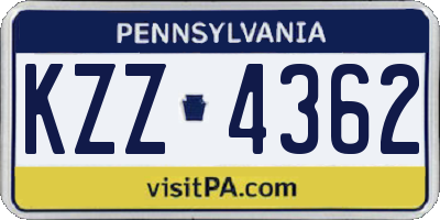 PA license plate KZZ4362