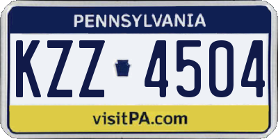 PA license plate KZZ4504