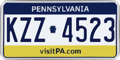 PA license plate KZZ4523