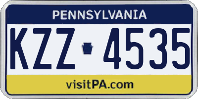 PA license plate KZZ4535