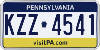PA license plate KZZ4541