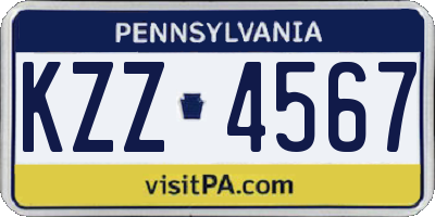 PA license plate KZZ4567