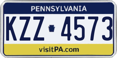 PA license plate KZZ4573