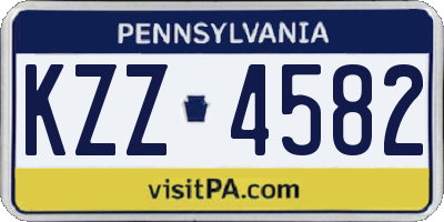 PA license plate KZZ4582