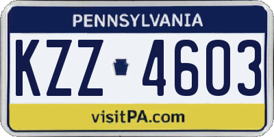 PA license plate KZZ4603
