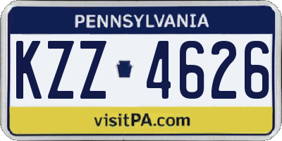 PA license plate KZZ4626