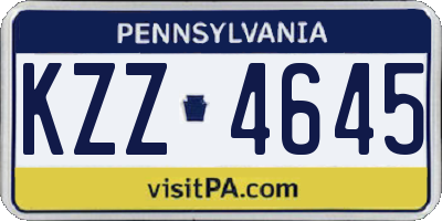 PA license plate KZZ4645