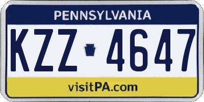 PA license plate KZZ4647