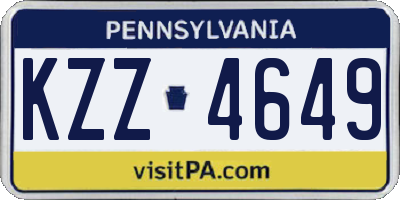 PA license plate KZZ4649