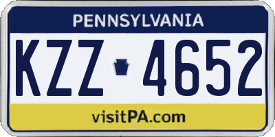 PA license plate KZZ4652