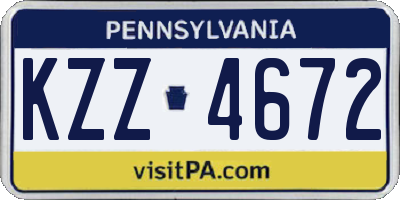PA license plate KZZ4672