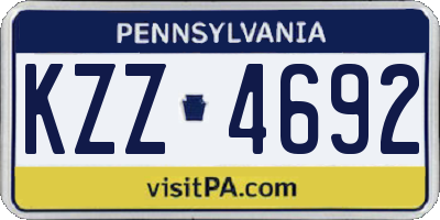 PA license plate KZZ4692