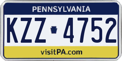 PA license plate KZZ4752