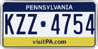 PA license plate KZZ4754