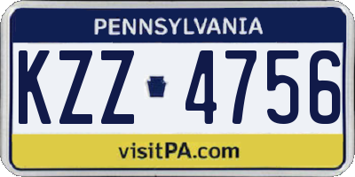 PA license plate KZZ4756