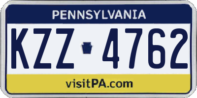 PA license plate KZZ4762