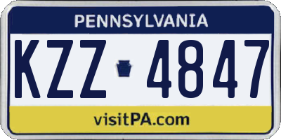 PA license plate KZZ4847