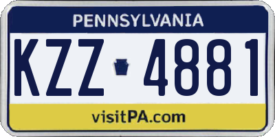 PA license plate KZZ4881