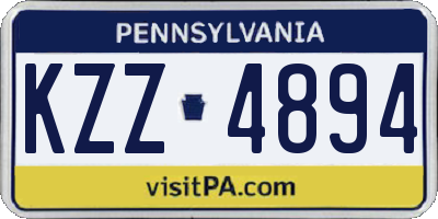 PA license plate KZZ4894