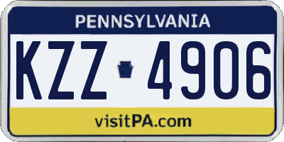 PA license plate KZZ4906