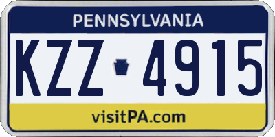 PA license plate KZZ4915
