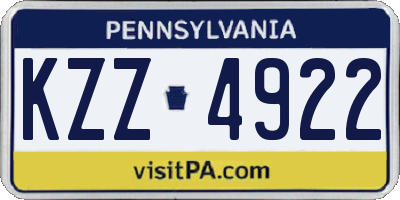 PA license plate KZZ4922