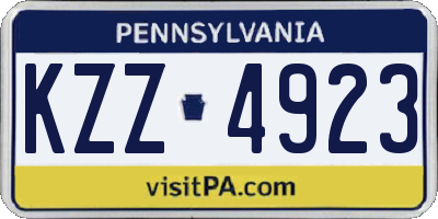 PA license plate KZZ4923