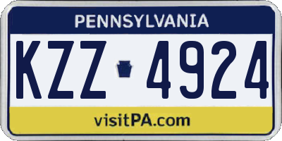 PA license plate KZZ4924