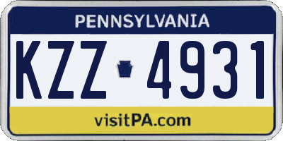 PA license plate KZZ4931