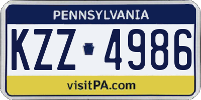 PA license plate KZZ4986