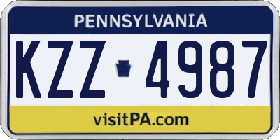 PA license plate KZZ4987