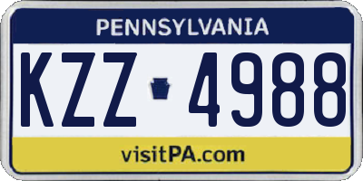 PA license plate KZZ4988