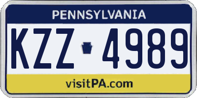 PA license plate KZZ4989