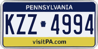 PA license plate KZZ4994