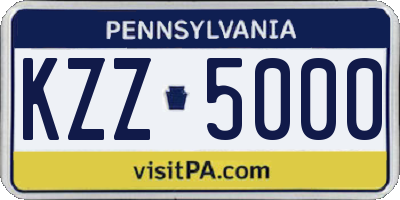 PA license plate KZZ5000