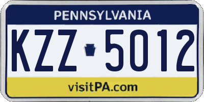 PA license plate KZZ5012