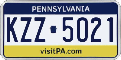 PA license plate KZZ5021