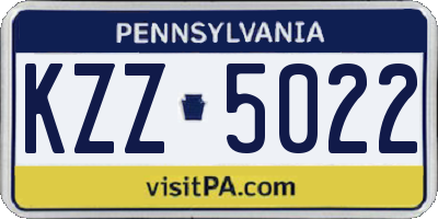 PA license plate KZZ5022