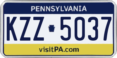 PA license plate KZZ5037