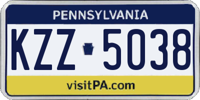 PA license plate KZZ5038