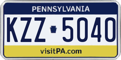 PA license plate KZZ5040