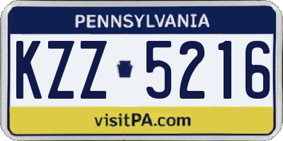 PA license plate KZZ5216