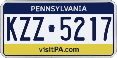 PA license plate KZZ5217