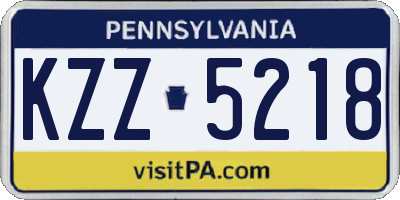 PA license plate KZZ5218