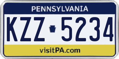 PA license plate KZZ5234