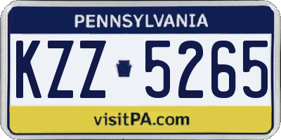 PA license plate KZZ5265