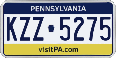 PA license plate KZZ5275