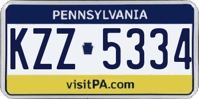 PA license plate KZZ5334