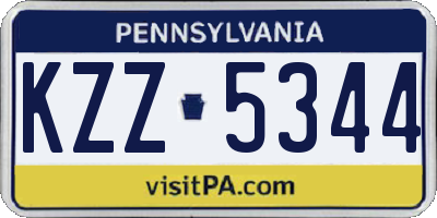 PA license plate KZZ5344
