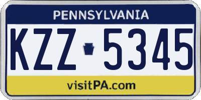 PA license plate KZZ5345